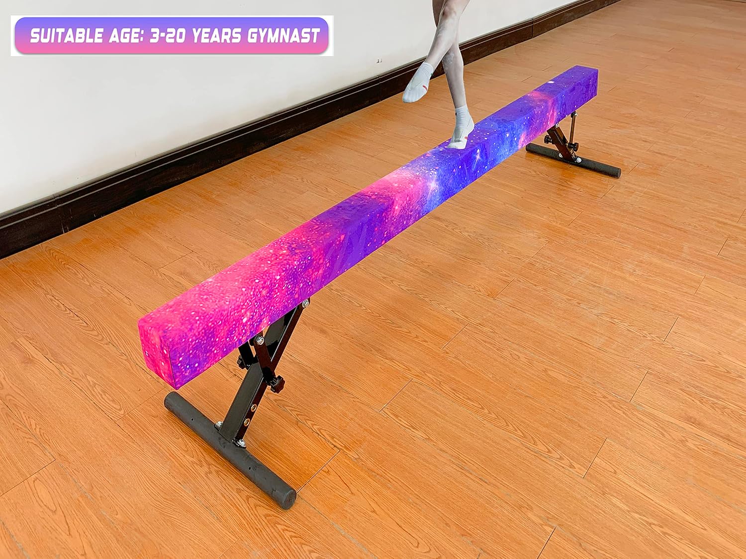 MARFULA Adjustable Balance Beam 8 ft Gymnastic Beam Adjustable Height for Kids and Teenage
